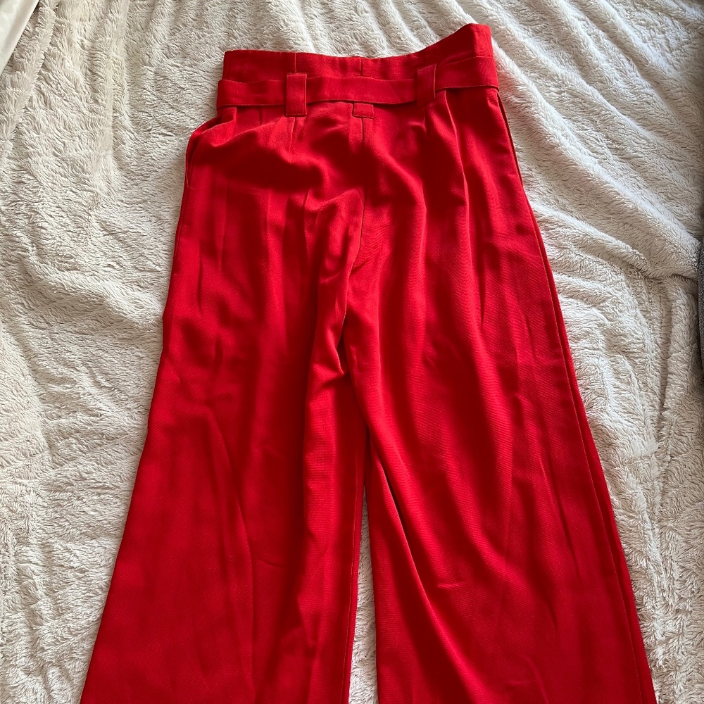 Hot Red Wide Leg Pants Dotti Size 12 - Picture 2 of 5